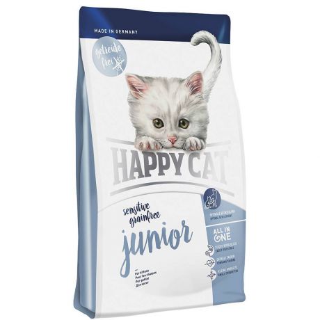 Корм для кошек HAPPY CAT с чувствительным пищеварением, утка сух. 300г