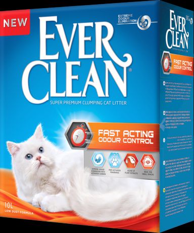 Наполнитель для кошачьего туалета EVER CLEAN Fast Acting Мгновенный контроль запахов 10кг
