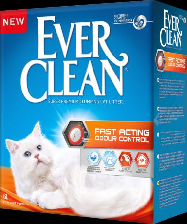 Наполнитель для кошачьего туалета EVER CLEAN Fast Acting Мгновенный контроль запахов 6кг