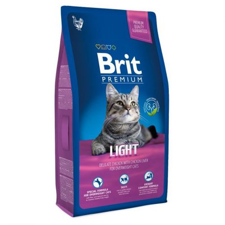Корм для кошек BRIT Premium Cat Light для склонных к излиш. весу,курица и печень сух. 300г