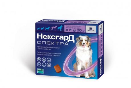MERIAL Фронтлайн НексгарД Спектра таблетки жевательные для собак 15-30кг (1таб)