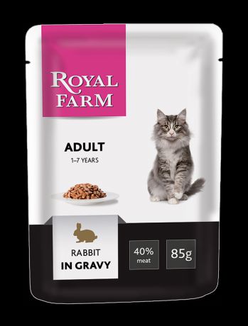 Корм для кошек ROYAL FARM кролик в соусе пауч 85г