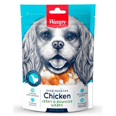 Лакомство для собак WANPY Dog кости из сыромятной кожи с куриным мясом 100г