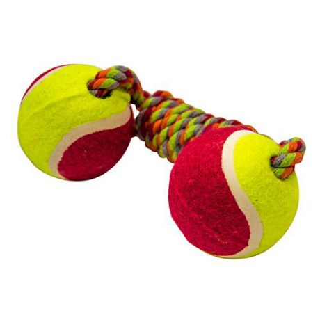 Игрушка для собак MAJOR Гантель из каната с теннисными мячами 25см