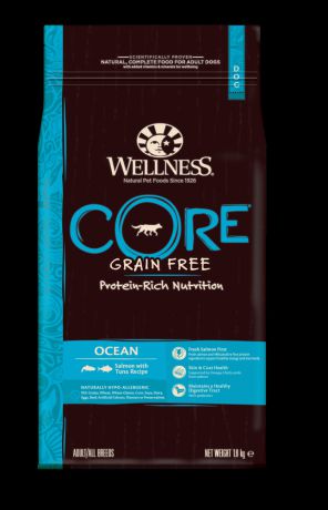 Корм для собак Wellness Core Ocean беззерновой лосось с тунцом сух. 1,8кг