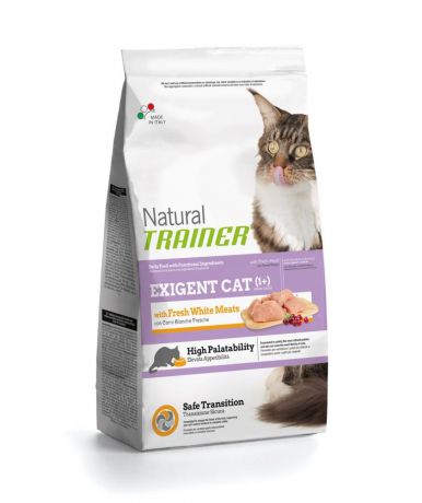 Корм для кошек TRAINER Natural Exigent Cat для привередливых, свежее белое мясо сух. 1,5кг
