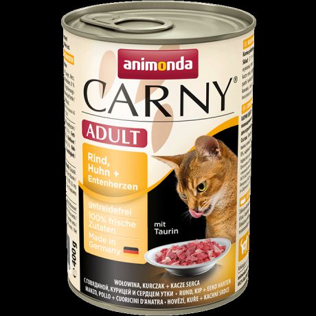 Корм для кошек ANIMONDA Carny Adult говядина, курица, утка конс. 400г
