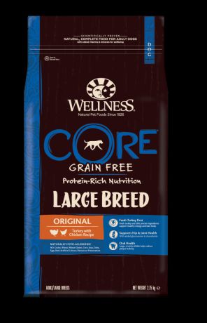 Корм для собак Wellness Core беззерновой для крупных пород, индейка сух. 2,75кг