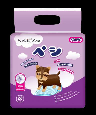 Пеленки MANEKI NekiZoo гигиенические для домашних животных, впитывающие, одноразовые, 60х90см 26шт