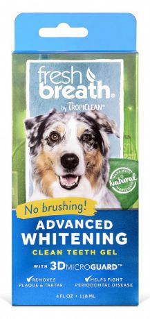 Отбеливающий гель для чистки зубов  TROPICLEAN &quot;Свежее дыхание&quot;для собак, 118мл