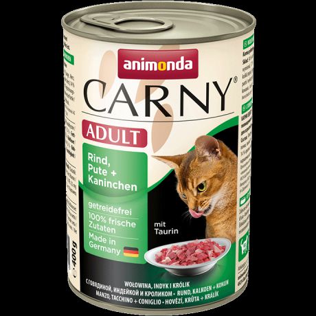 Корм для кошек ANIMONDA Carny Adult говядина, индейка, кролик конс. 400г