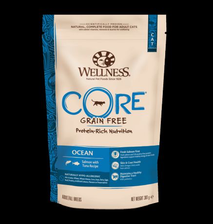 Корм для кошек Wellness Core Ocean беззерновой лосось с тунцом сух. 300г