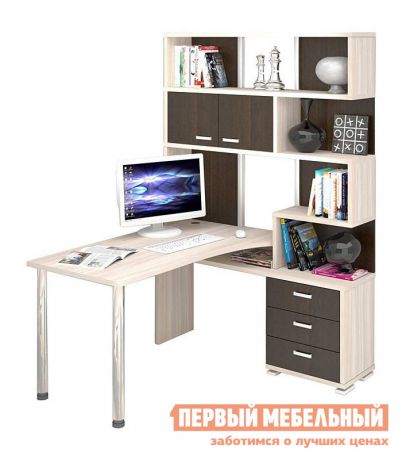 Угловой компьютерный стол с надстройкой и ящиками Мэрдэс СР-420/130