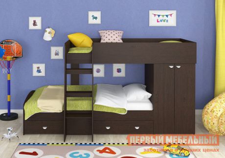 Кровать-чердак для подростка с двумя спальными местами МФ 4 Сезона Golden Kids-2