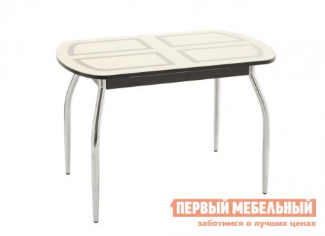 Стеклянный стол на кухню Кубика Портофино-1 Рис-1 (ноги хром)