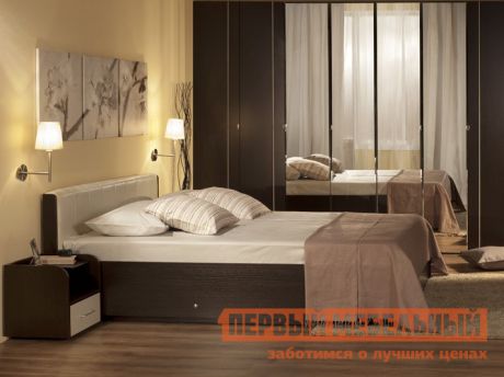 Двуспальная кровать с изголовьем из экокожи ТД Арника BERLIN x Кровать (металлический каркас)