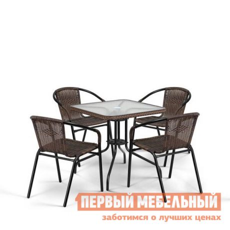 Комплект плетеной мебели Афина-мебель TLH-037/073-70х70 Brown 4Pcs