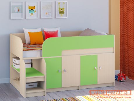 Мини кровать-чердак для детей от 5 лет РВ Мебель Двухъярусная кровать Астра-9 Дуб молочный В2