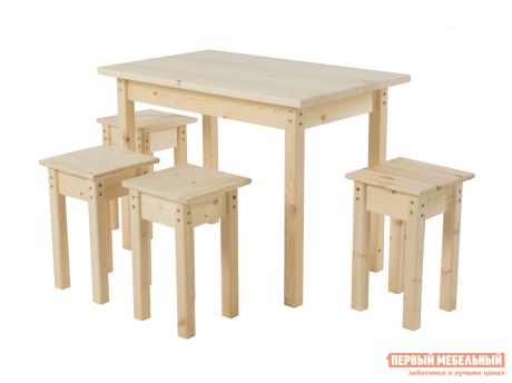 Комплект садовой мебели Green mebel Стол со столешницей 600х1000х28 + Табурет 300х300х450 (4 шт)