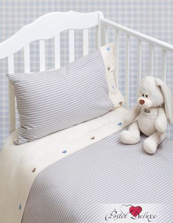 детское постельное белье Luxberry Постельное белье Сердечки Цвет: Голубой-Экрю (100х140 см)