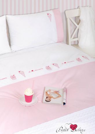 Комплекты постельного белья Luxberry Постельное белье Ice Cream Цвет: Белый-Розовый (1,5 спал.)