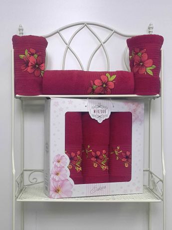 Полотенца Oran Merzuka Полотенце Sakura Цвет: Бордовый (Набор)