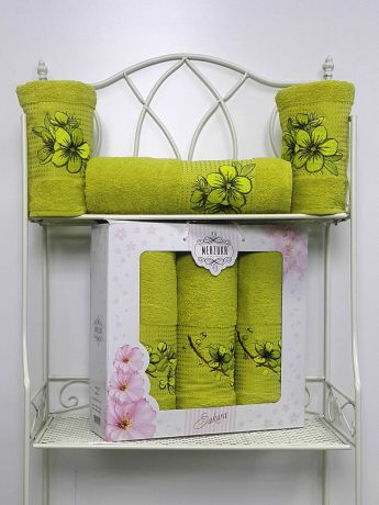 Полотенца Oran Merzuka Набор из 3 полотенец Sakura Цвет: Зелёный