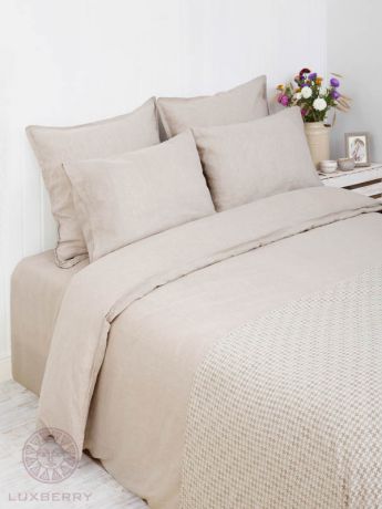 Комплекты постельного белья BOVI Постельное белье Linen Цвет: Натуральный (2 сп. евро)