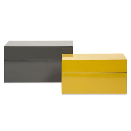 Корзины, коробки и контейнеры Home Philosophy Коробка-контейнер Duarte Цвет: Желтый-Серый (Набор)