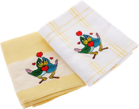 Полотенца Soavita Кухонное полотенце Подарочное Цвет: Зеленый-Желтый (45х70 см - 4 шт)