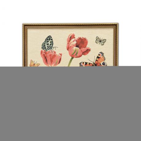 Картины, постеры, гобелены, панно A La Gobelin Гобелен Бабочки И Тюльпаны (52х52 см)