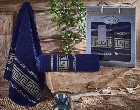 Полотенца Karna Набор из 2-х полотенец Iteka Цвет: Синий (50х90 см, 70х140 см)