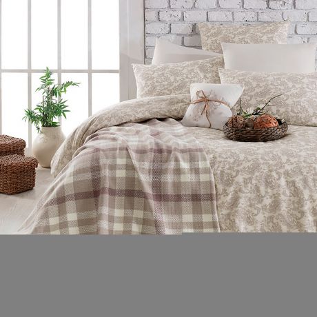 Комплекты постельного белья Arya Постельное белье с покрывалом-пледом Squart Цвет: Коричневый (1,5 спал.)