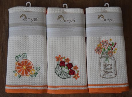 Полотенца Arya Кухонное полотенце Summer Buket Цвет: Экрю, Оранжевый (40х60 см - 2 шт)
