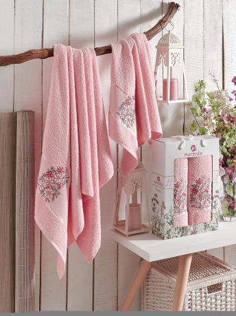 Полотенца Oran Merzuka Полотенце Floral Цвет: Светло-Розовый (50х80 см,70х130 см)