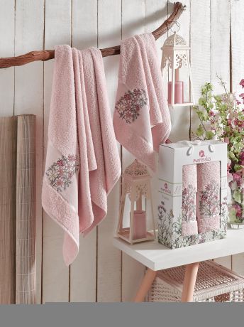 Полотенца Oran Merzuka Полотенце Floral Цвет: Розовый (50х80 см,70х130 см)