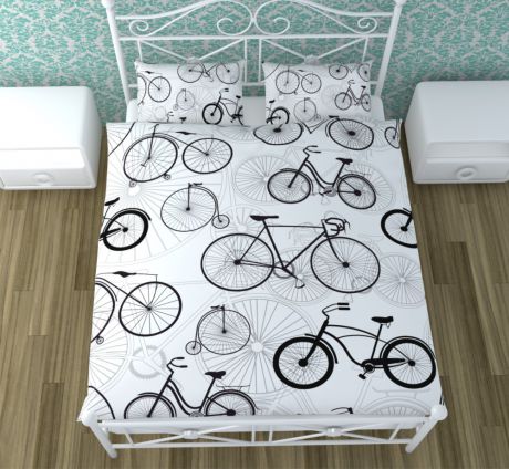 Комплекты постельного белья NEWTONE Постельное белье Велосипеды (2 сп. евро)
