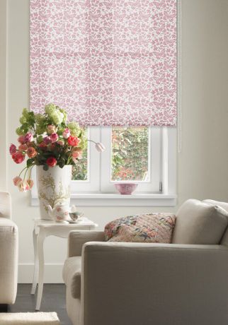Римские и рулонные шторы Эскар Миниролло Бабочки Цвет: Розовый