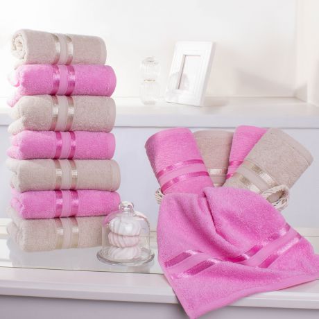Полотенца Dome Полотенце для рук Harmonika Цвет: Розовая Вишня-Экрю (33х50 см - 12 шт)