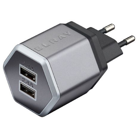 Сетевое зарядное устройство Elray 2хUSB, 4.8A (WC2U48HEX)