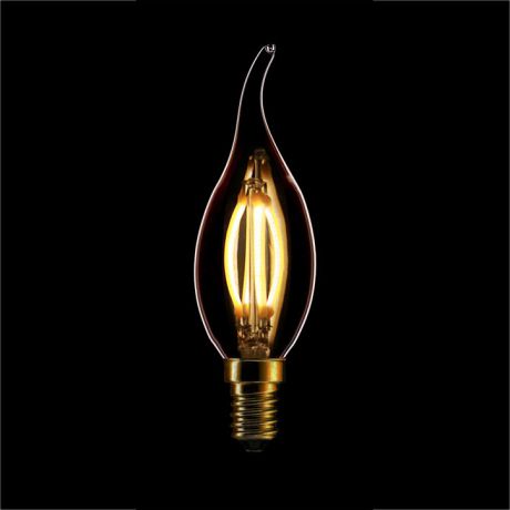 Лампа светодиодная филаментная диммируемая E14 4W 2200K свеча на ветру золотая 057-103