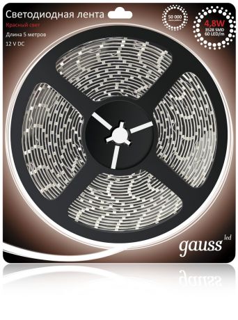 Светодиодная лента Gauss 5M красный 4.8W 3528SMD 60LED/m EB312000705