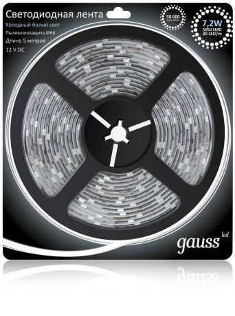 Светодиодная лента Gauss 5M холодный белый 7,2W 5050SMD 30LED/m EB311000307