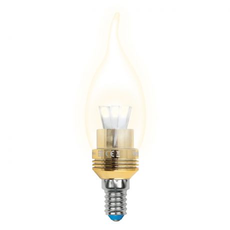 Лампа светодиодная (10059) E14 5W 3000K свеча на ветру прозрачная LED-CW37P-5W/WW/E14/CL ALC02GD