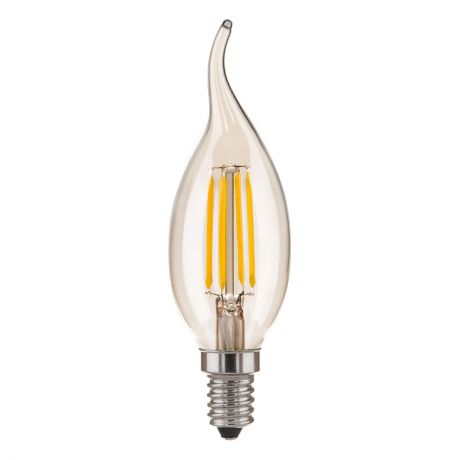 Лампа светодиодная филаментная E14 6W 4200K свеча на ветру прозрачная 4690389110818