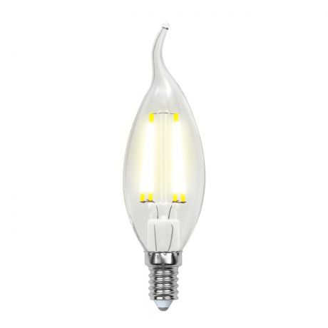 Лампа светодиодная (UL-00002199) E14 6W 3000K свеча прозрачная LED-CW35-6W/WW/E14/CL GLA01TR