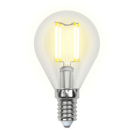 Лампа светодиодная (UL-00002201) E14 6W 3000K шар прозрачный LED-G45-6W/WW/E14/CL GLA01TR
