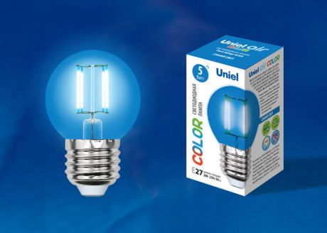 Лампа светодиодная (UL-00002990) E27 5W шар синий LED-G45-5W/BLUE/E27 GLA02BL