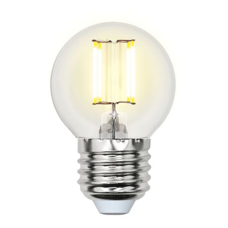 Лампа светодиодная (UL-00002203) E27 6W 3000K шар прозрачный LED-G45-6W/WW/E27/CL GLA01TR