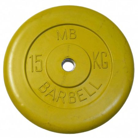 Диск обрезиненный d31мм MB Barbell MB-PltC31 15 кг желтый